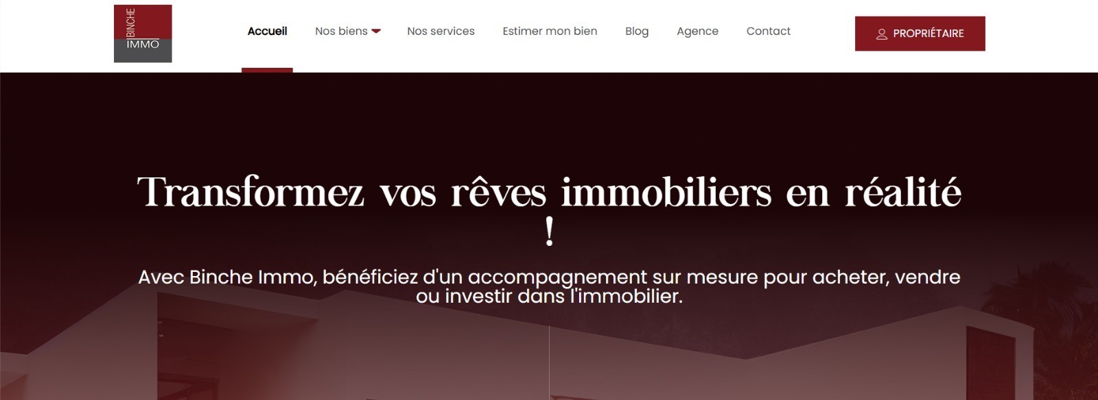 Binche Immo website screenshot